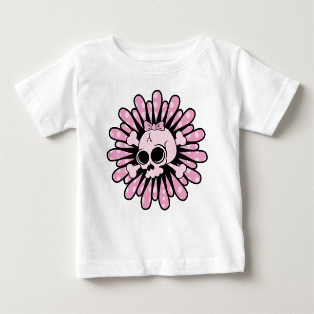 Camiseta De Bebé Calavera rosa dulce (Anverso)