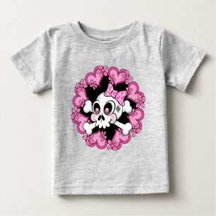 Camiseta De Bebé Calavera y corazones