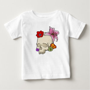 Camiseta De Bebé Calavera y Flora