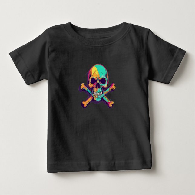 Camiseta De Bebé Calavera y huesos cruzados - La canoa arcoiris de  (Anverso)
