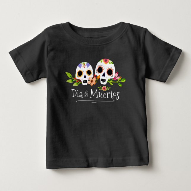 Camiseta De Bebé Calaveras de azúcar floral Dia de Muertos | Camise (Anverso)