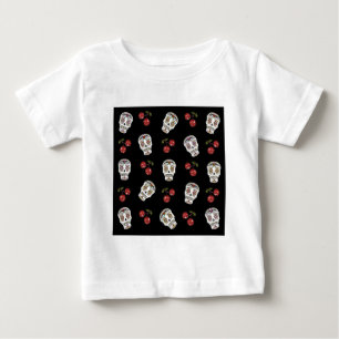 Camiseta De Bebé Calaveras de Azúcar Rockabilly RAB Cerezas Sobre N