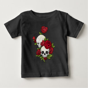 Camiseta De Bebé Calaveras florales Dia de los Muertos   Sleeve Shi