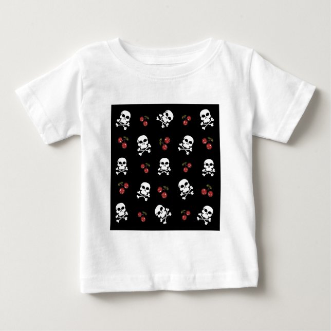 Camiseta De Bebé Calaveras y cerezas rocosas de RAB en negro (Anverso)