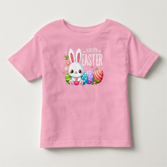 Camiseta De Bebé Cálido, rosa, conejito de Pascua (Anverso)