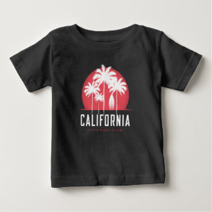 Camiseta De Bebé California Playa Santa Mónica Retro Palma