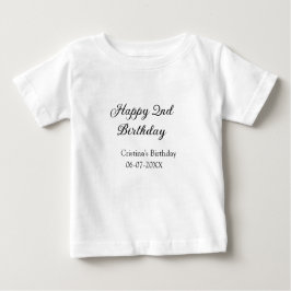 Camiseta De Bebé caligrafía simple mínimo feliz segundo cumpleaños