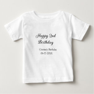 Camiseta De Bebé caligrafía simple mínimo feliz segundo cumpleaños