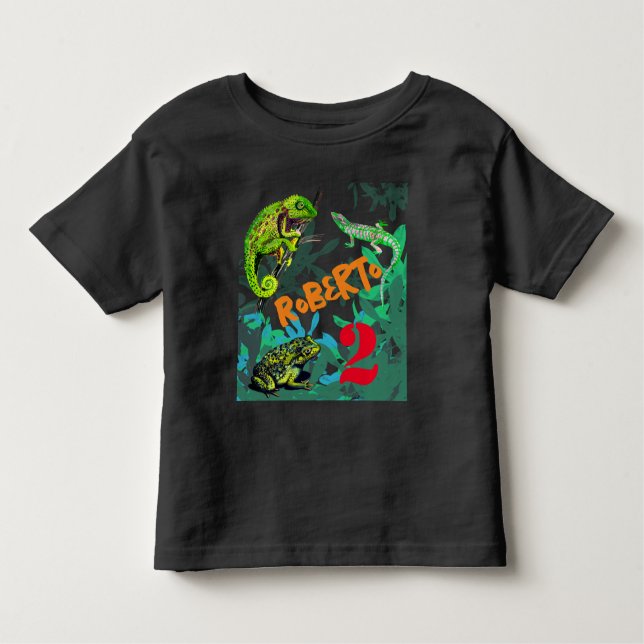 Camiseta De Bebé camaleón, lagarto, rana (Anverso)
