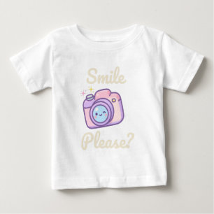 Camiseta De Bebé Cámara Kawaii Linda Sonríe Por Favor Fotógrafo Div