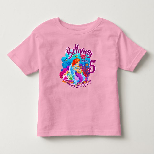 Camiseta De Bebé Cambiar el nombre de la edad de la sirena fiesta d (Anverso)