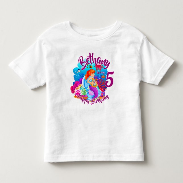 Camiseta De Bebé Cambiar el nombre de la edad de la sirena fiesta d (Anverso)