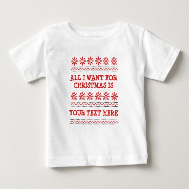 Camiseta De Bebé Cambiar TODO TEXTO añadir Nombre Funny Navidades R (Anverso)