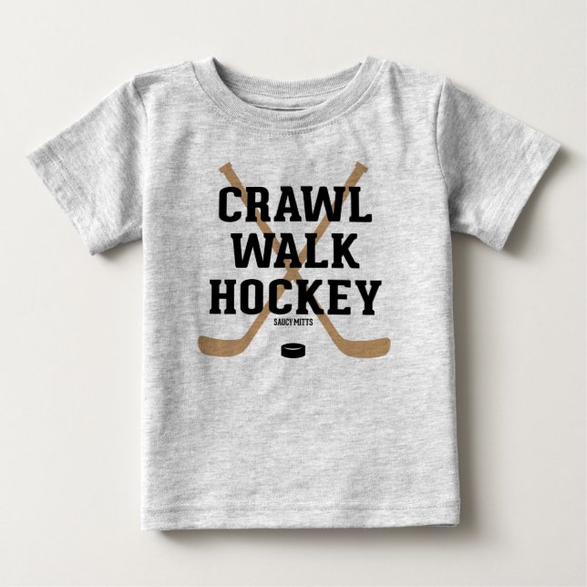 Camiseta De Bebé Caminata en gambas Hockey Cute Funny Infante (Anverso)