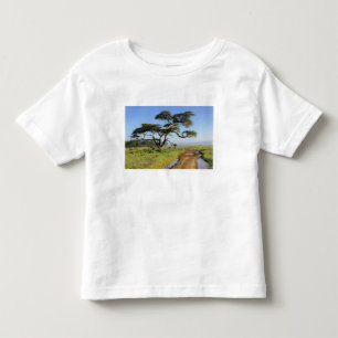 Camiseta De Bebé Camino de tierra primitivo y árbol de acacia, Lago