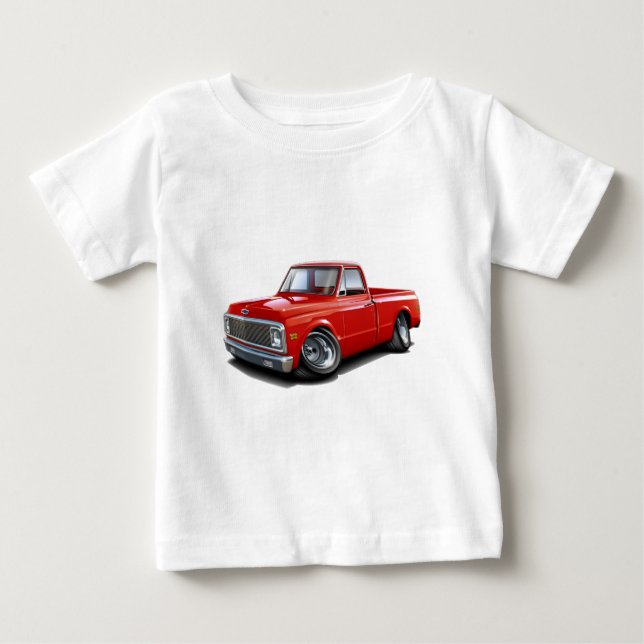 Camiseta De Bebé Camión 1970-72 del rojo de Chevy C10 (Anverso)