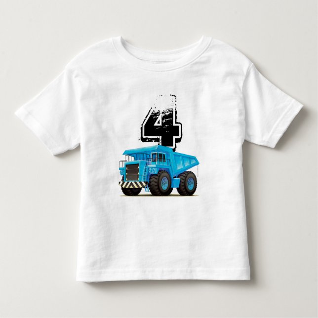 Camiseta De Bebé Camión Azul 4 cumpleaños (Anverso)