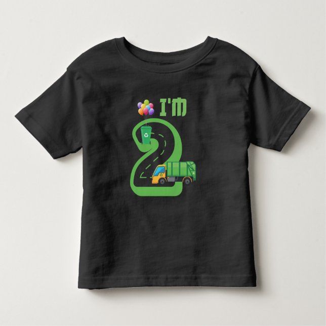 Camiseta De Bebé Camión basura de 2 años segundo cumpleaños (Anverso)