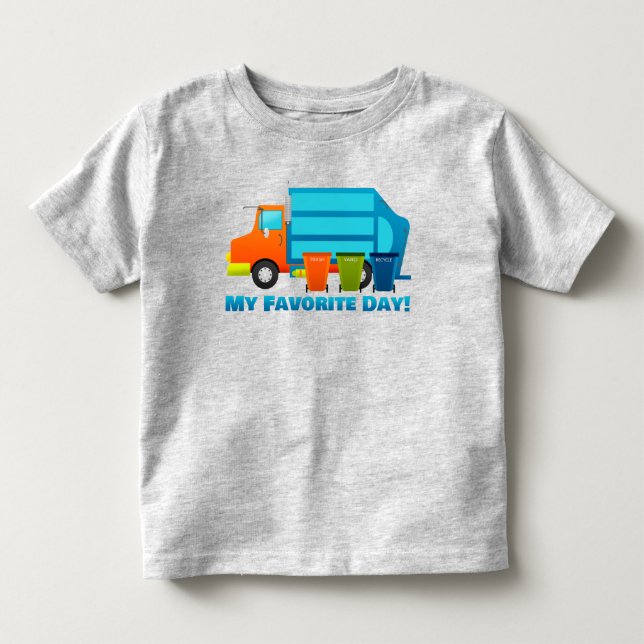 Camiseta De Bebé Camión de basura y cubos de basura Niños y Chicas (Anverso)
