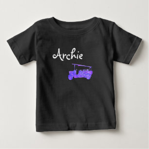 Camiseta De Bebé Camión de bomberos con chispa azul nombre Archie, 