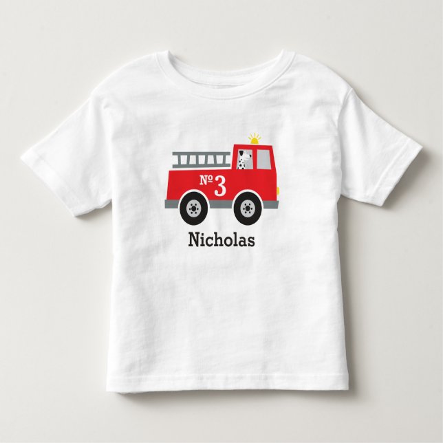 Camiseta De Bebé Camión de bomberos de cumpleaños personalizado (Anverso)