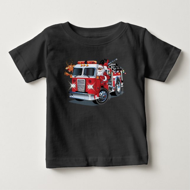 Camiseta De Bebé Camión de bomberos de Navidades personalizados (Anverso)