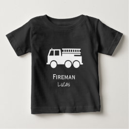 Camiseta De Bebé Camión de bomberos de niño pequeño con nombre negr