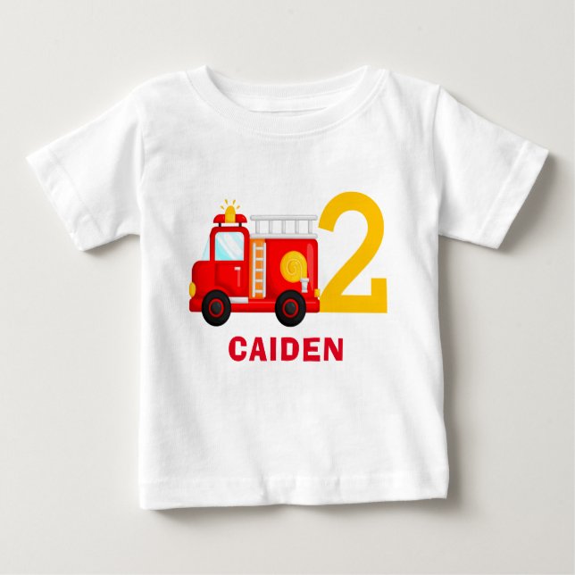 Camiseta De Bebé Camión de bomberos Equipo de fiesta de cumpleaños (Anverso)
