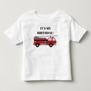 Camiseta De Bebé Camión de Bomberos Rojo Es Mi Cumpleaños Personali