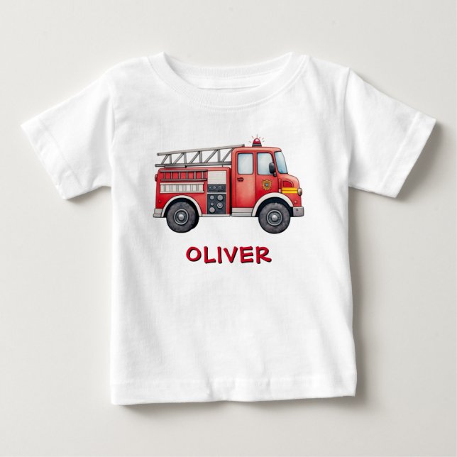 Camiseta De Bebé Camión de bomberos rojo lindo (Anverso)