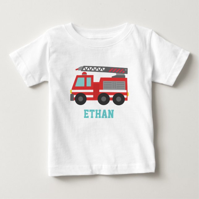 Camiseta De Bebé Camión de bomberos rojo lindo para pequeños bomber (Anverso)