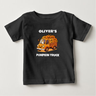 Camiseta De Bebé Camión de Calabaza Lindo Nombre Personalizado Niño