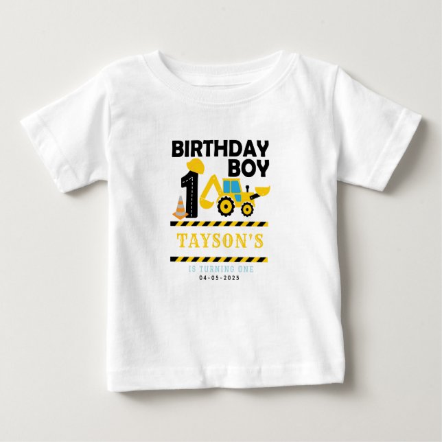 Camiseta De Bebé Camión de Construcción 1er Cumpleaños | Fiesta de  (Anverso)