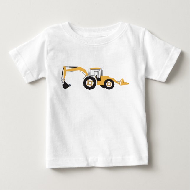 Camiseta De Bebé Camión de Construcción con Retroexcavadora (Anverso)