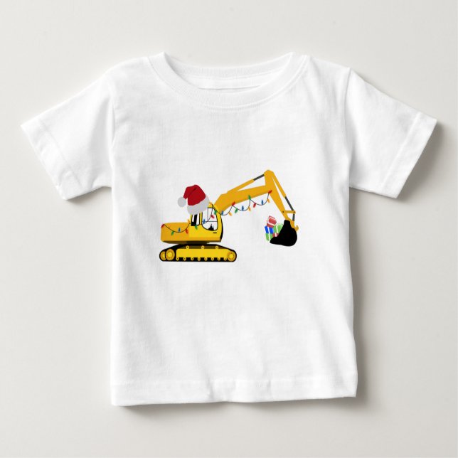 Camiseta De Bebé Camión de construcción de excavadoras de navidades (Anverso)