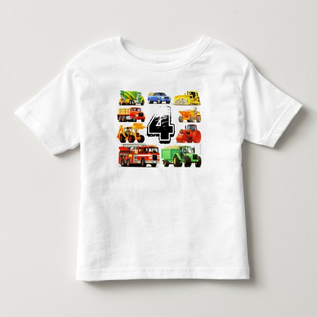 Camiseta De Bebé Camión de construcción de la edad del Personalizad (Anverso)