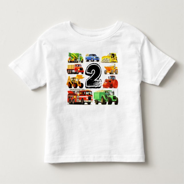 Camiseta De Bebé Camión de construcción de niño segundo cumpleaños (Anverso)
