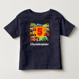 Camiseta De Bebé Camión de construcción de nombre personalizado de