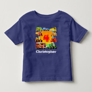 Camiseta De Bebé Camión de construcción de nombre personalizado par