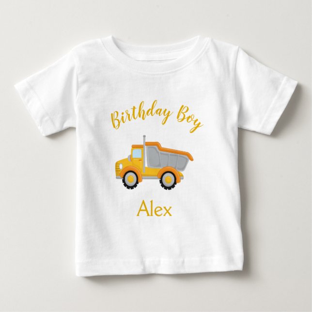 Camiseta De Bebé Camión de construcción para niños de cumpleaños (Anverso)