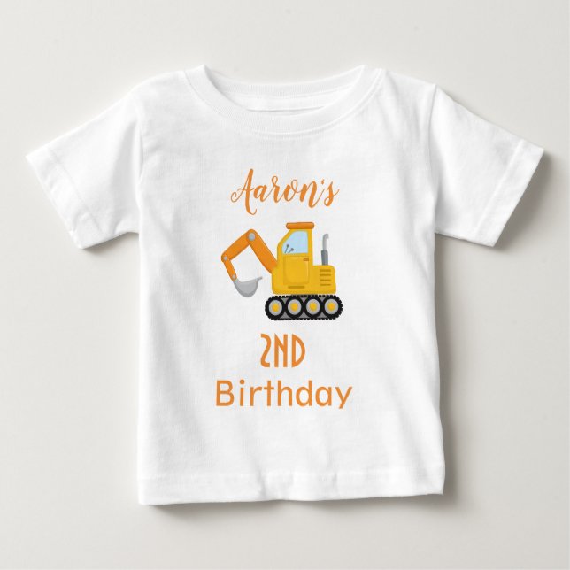 Camiseta De Bebé Camión de construcción para niños de cumpleaños (Anverso)