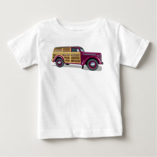 Camiseta De Bebé Camión de entrega de vagón de madera retro