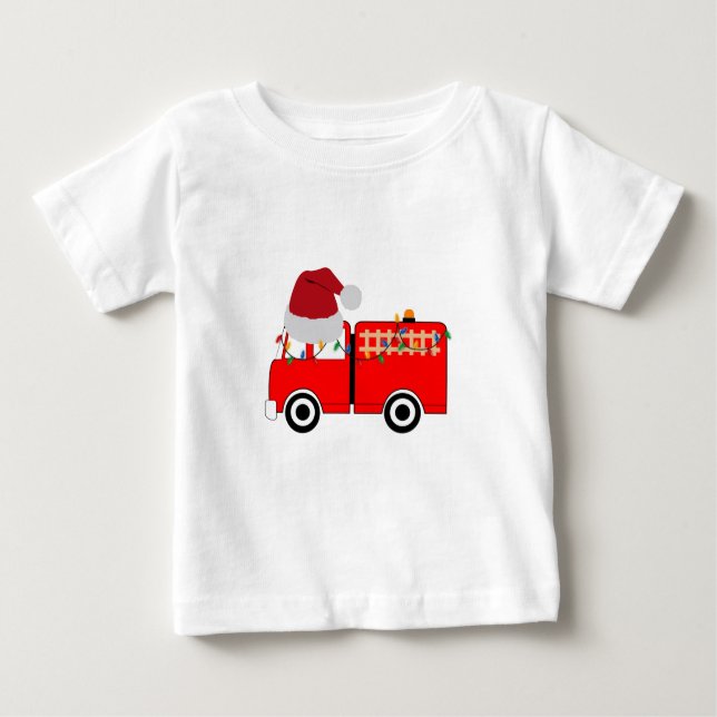 Camiseta De Bebé Camión de Fuego Rojo navidades (Anverso)