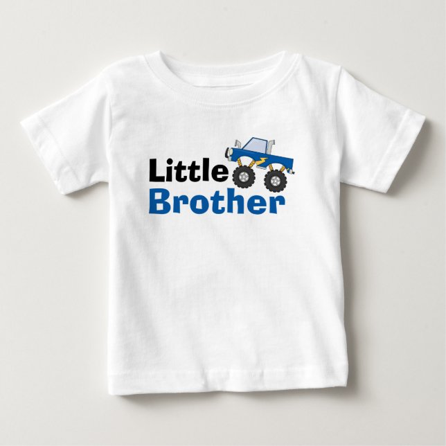 Camiseta De Bebé Camión de Monstruo Azul Pequeño Hermano (Anverso)