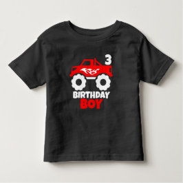 Camiseta De Bebé Camión de monstruo rojo de cumpleaños con negro de