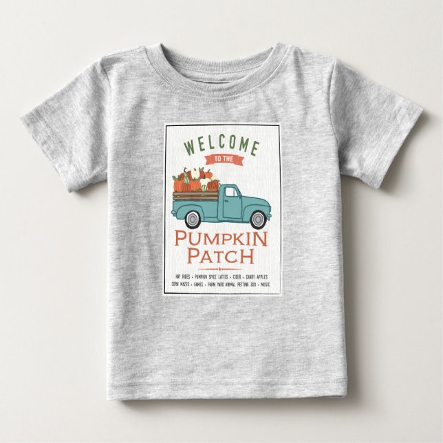 Camiseta De Bebé Camión de parche de calabaza otoñal (Anverso)