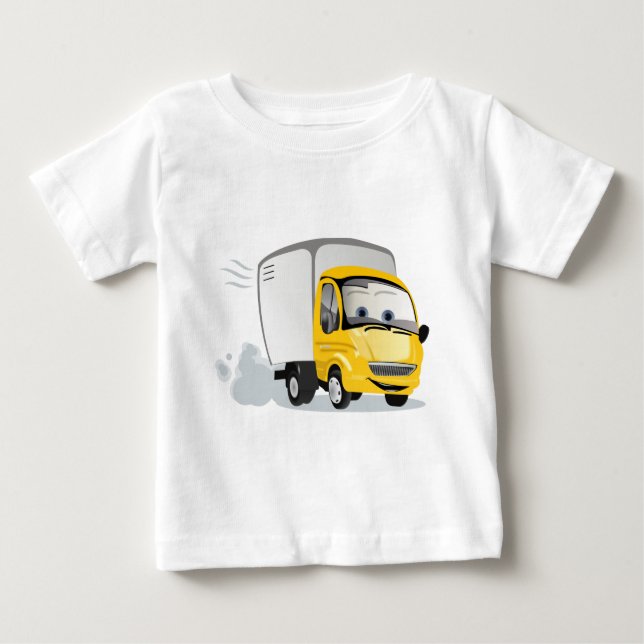 Camiseta De Bebé ¡Camión de Personalizado Amarillo para niños! (Anverso)