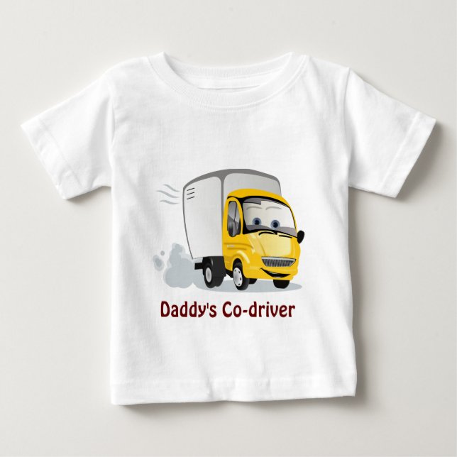 Camiseta De Bebé ¡Camión de Personalizado Amarillo para niños! (Anverso)