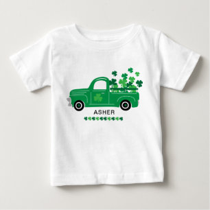 Camiseta De Bebé Camión de Trébol del Día de San Patricio Nombre Pe
