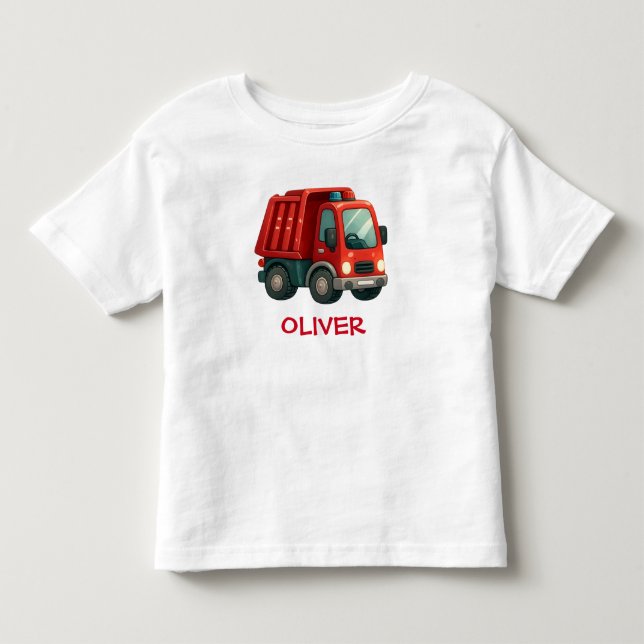 Camiseta De Bebé Camión de Volquete Rojo Adorable (Anverso)